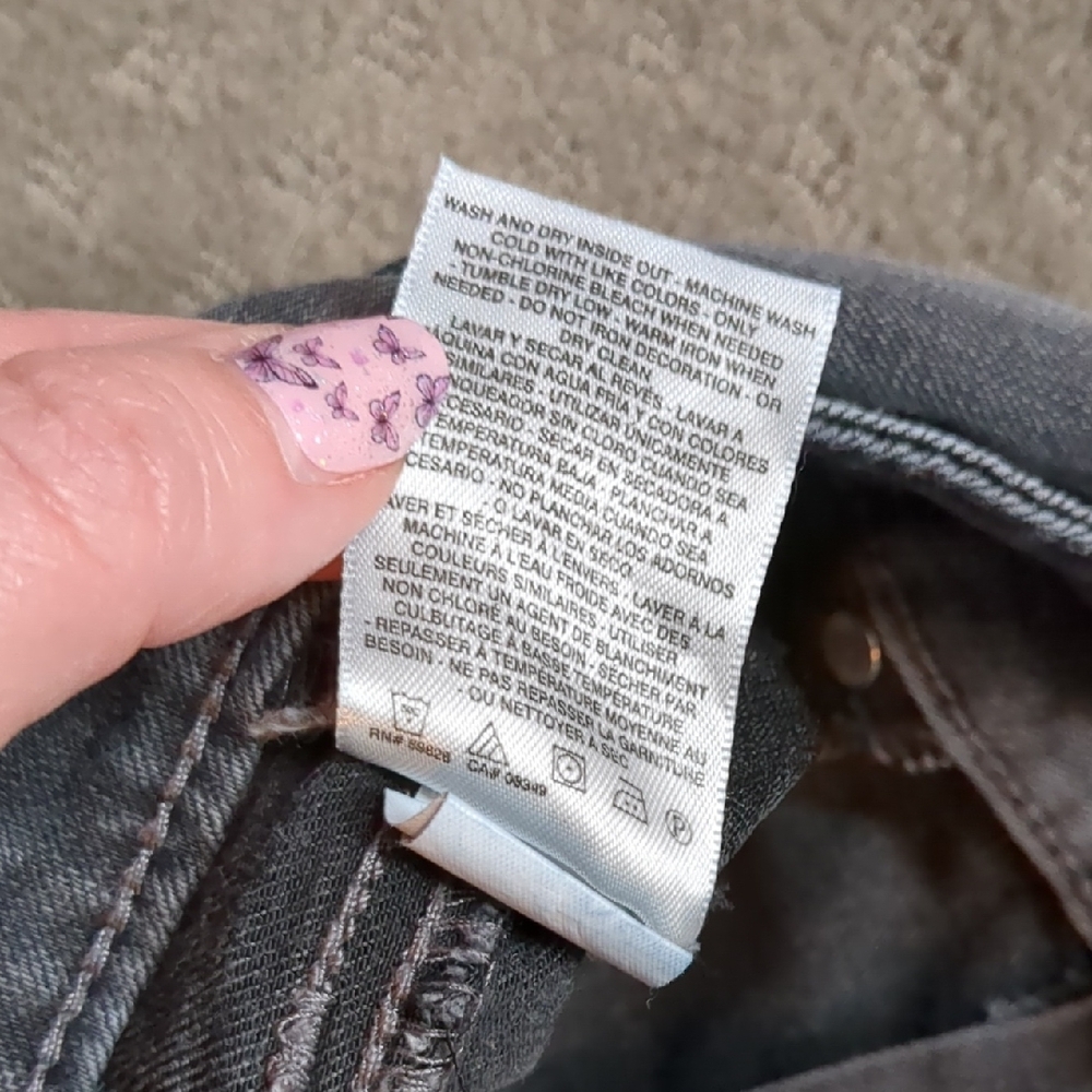Floral Embroidered/Sequin Gray Jeans - Picture 9 of 11